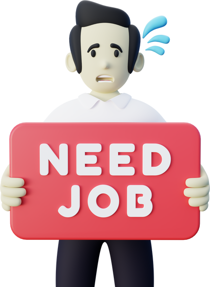 3d person holding a need job sign